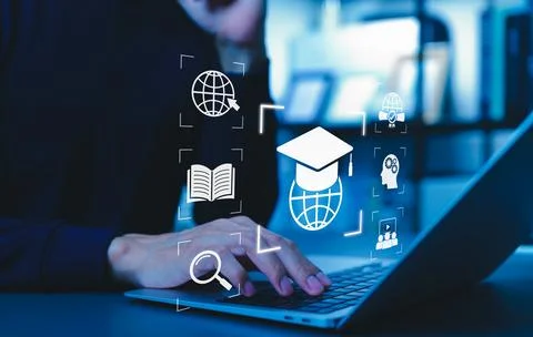 Online Education and E-Learning Digital Technology Concept. Stock Photos