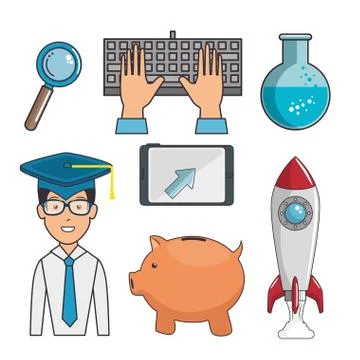 Online education and learning web set Stock Illustration
