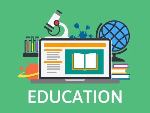 Online education and training. E-learning concept. Modern technology design Stock Illustration