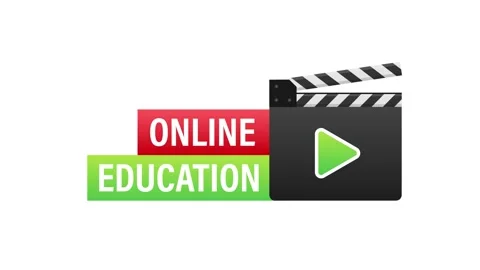 Online education animated logo with clapperboard Stock Footage 337967359