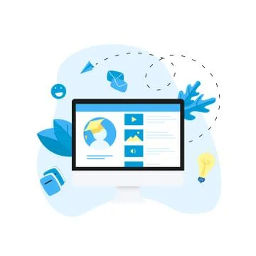 Online education app. E-learning concept Illustrazione stock