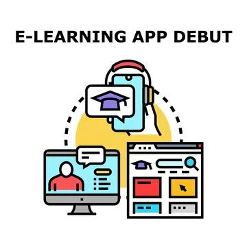 Online education application debut concept vector illustration Stock Illustration