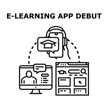 Online education application debut concept vector illustration Stock Illustration
