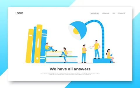 Online education back to school web template landing page concept. Stock Illustration
