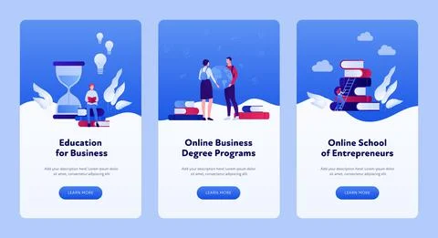 Online education banner template. Vector flat illustration set. Collection of Stock Illustration