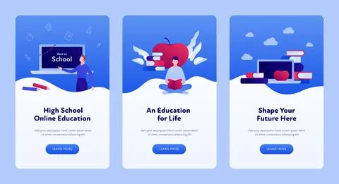 Online education banner template. Vector flat illustration set. Collection of Stock Illustration