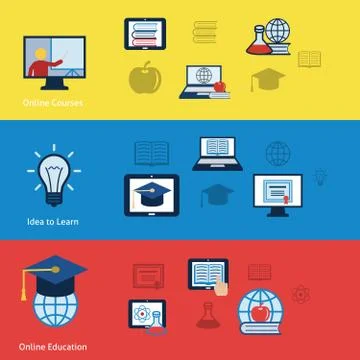 Online education banners Stock Illustration