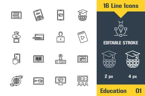 Online education, Brain Training. Thin line icon - Outline flat vector illust Stock Illustration