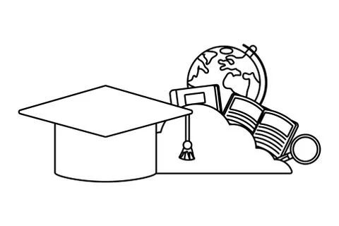 Online education cartoon 库存插图