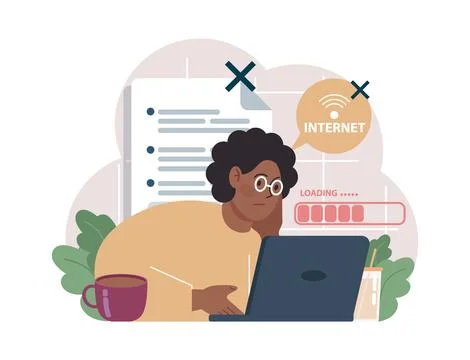 Online education. Character study remotely using internet, online Illustrazione stock