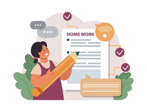 Online education. Character study remotely using internet, online 스톡 일러스트