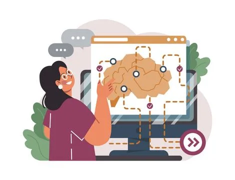 Online education. Character study remotely using internet, online イラスト素材