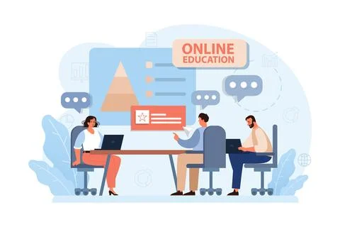 Online education. Character study remotely using internet, online イラスト素材