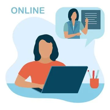 Online education Children E-learning New normal Stock Illustration