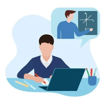 Online education Children E-learning New normal Stock Illustration