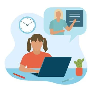 Online education Children E-learning New normal Stock Illustration