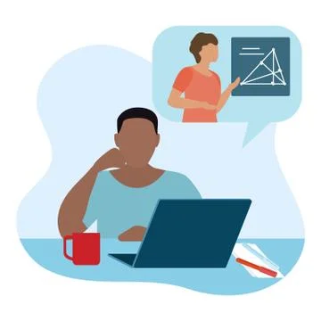 Online education Children E-learning New normal Stock Illustration
