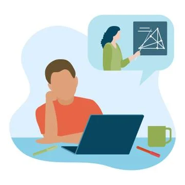 Online education Children E-learning New normal Stock Illustration