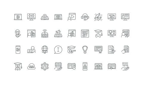 Online education, class and workshop, digital book of library, tutorials line Stock Illustration