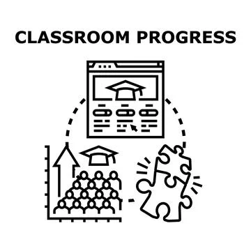 Online education classroom learning progress concept Ilustración de archivo