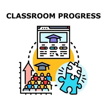 Online education classroom learning progress concept Stock Illustration