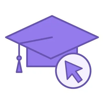 Online Education Color Icon. Vector Icon. Graduation Cap. Distance Learning.. Ilustração Stock