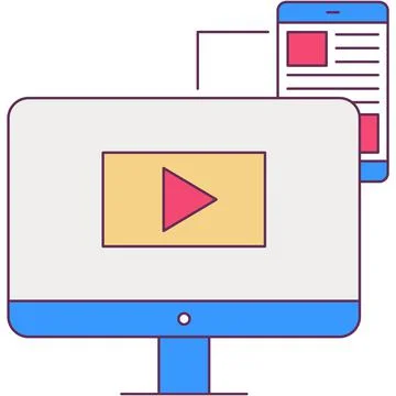 Online education via computer and mobile app icon Stock Illustration