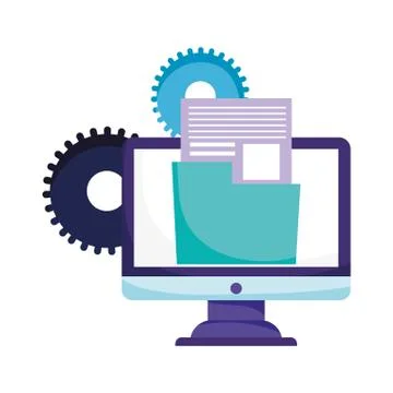 Online education computer folder file data information web イラスト素材