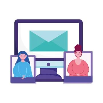 Online education, computer smartphone devices people class connection Illustrazione stock
