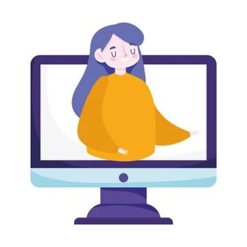 Online education computer video student girl web homework Stock-Illustration