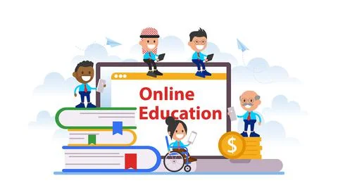 Online education concept. Can use for, landing page, web, mobile app, poster. Stock Illustration