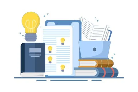 Online education concept on computer or laptop with open book イラスト素材