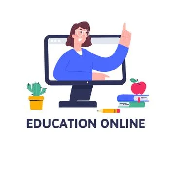 Online education concept. Distant training courses, tutorials, seminars Stock Illustration