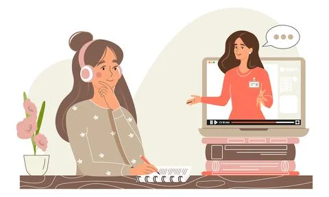 Online education concept. E-learning, home schooling Stock Illustration