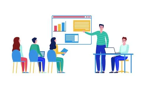 Online education concept, e-learning school, university technology website Stock Illustration