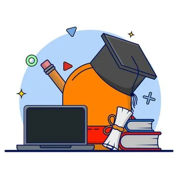 Online Education Concept. e-learning, online education at home. Stock Illustration