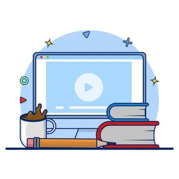 Online Education Concept. e-learning, online education at home.on background. Stock Illustration