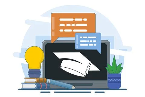 Online education concept. e-learning, internet courses, applied learning. Stock Illustration