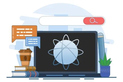 Online education concept. e-learning, internet courses, applied learning. Stock Illustration