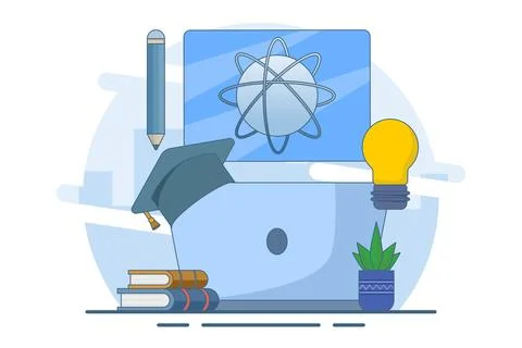 Online education concept. e-learning, internet courses, applied learning. Stock Illustration