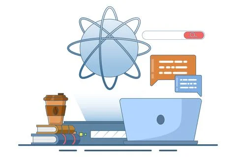 Online education concept. e-learning, internet courses, applied learning. Stock Illustration