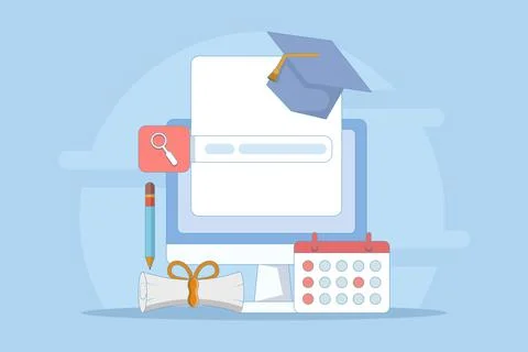 Online Education Concept on E-learning Application Website Internet Stock Illustration