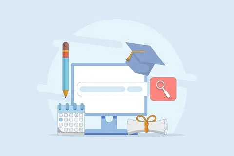 Online Education Concept on E-learning Application Website Internet Class Stockillustratie