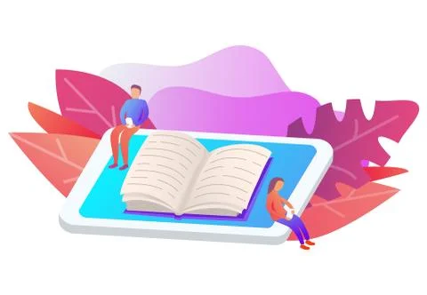 Online education concept. Elearning tablet. E-book reading information. Stock Illustration