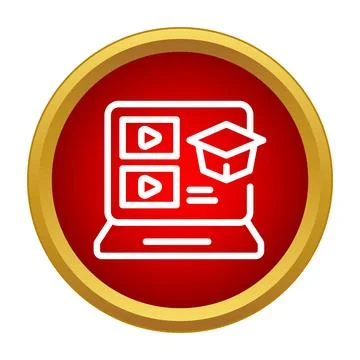 Online education concept featuring laptop, video lessons and graduation cap Stock Illustration
