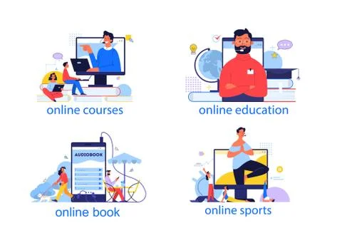 Online education concept. Idea of study remotely using internet. イラスト素材