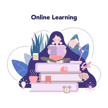 Online education concept. Idea of study remotely using internet. イラスト素材
