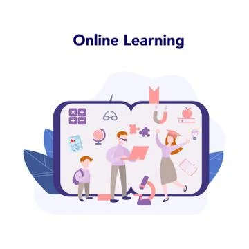 Online education concept. Idea of study remotely using internet. Stock Illustration