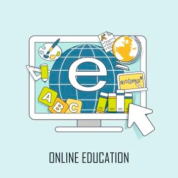 Online education concept Stock Illustration
