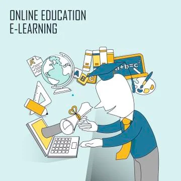 Online education concept Stock Illustration